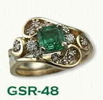 GSR-48 14kt Two Tone Custom Emerald and Diamond Ring using customers stones