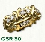 GSR-50 18kt Yellow Gold Custom Cross Over X and Diamond Ring - 1.00ctw - 0.07pt diamonds  