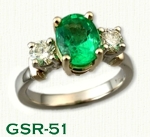 GSR-51 14kt Two Tone Custom Emerald and Diamond Gemstone Ring 